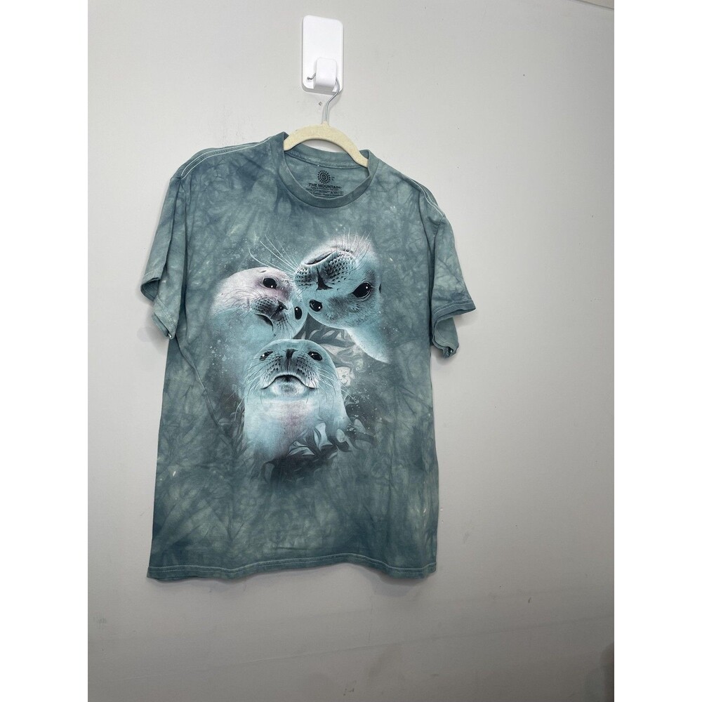 The Mountain Shirt Mens Large Blue Seal Graphic Tie Dye Ocean Nature Sea Life